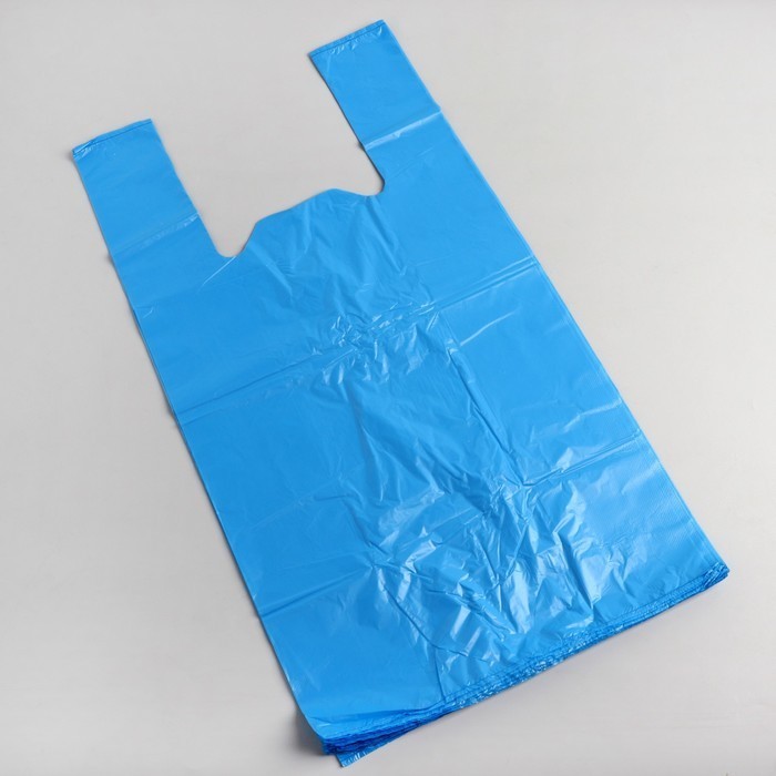 Мешок для мусора с ручками, 30 литров, ПВД, 50*60+13, синий, ГОСТ