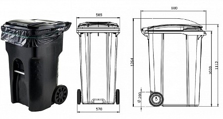 Мешки для мусора 360 литров ПВД черные 120*140, 200 шт. (50 шт * 4 уп,)